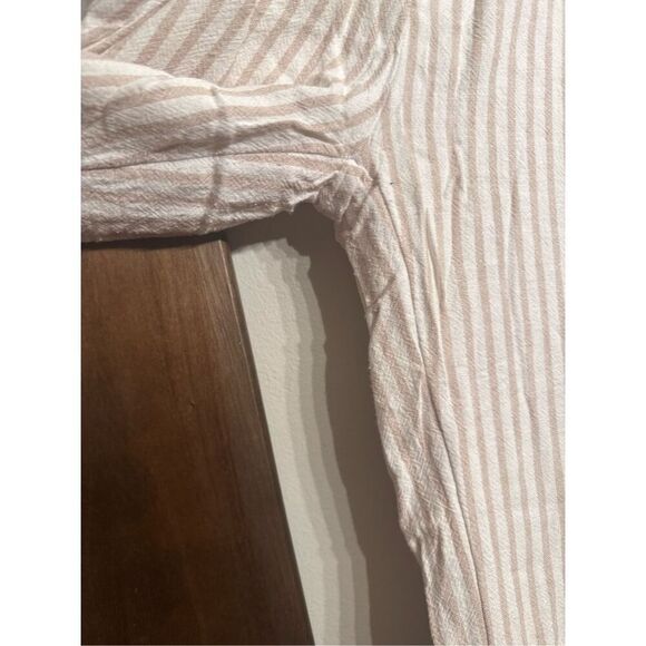 Abercrombie & Fitch Cream Pinstripe Linen Blend Lined Wide Leg Pants Size Small - Picture 4 of 5